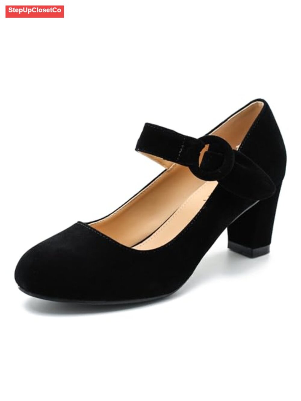 Women's Chunky Heels Pumps Mary Janes Ankle Strap Low Block Heel Dress Office